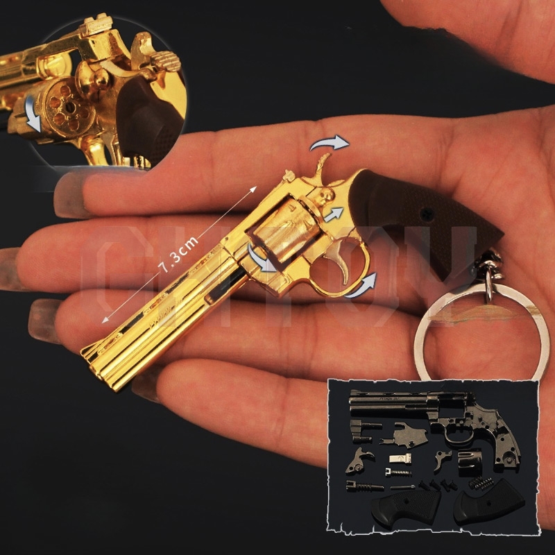 Model Kit Revolver - 7.3Cm/2,87in Liontin Pistol Kecil Aloi Mini