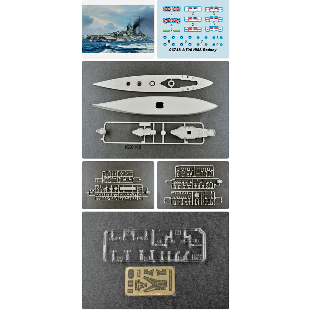 Model Kit Battleship - Trumpeter 06718 1/700 HMS Rodney Kapal